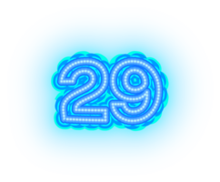 Blue Neon Number 29 png