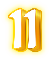 oro neón número 11 png