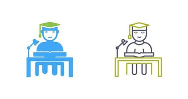 Unique Studying on Desk Vector Icon