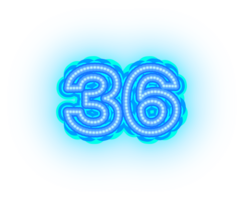 Blue Neon Number 36 png