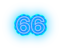 Blue Neon Number 66 png