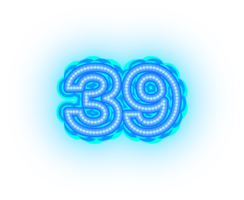 blu neon numero 39 png