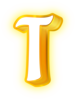 guld neon brev t logotyp png