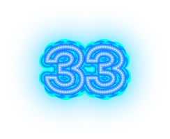 Blue Neon Number 33 png