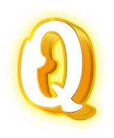 goud neon brieven q logo png