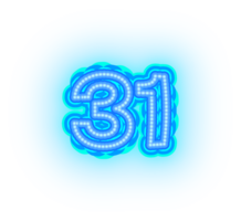 Blue Neon Numbers and Symbols png