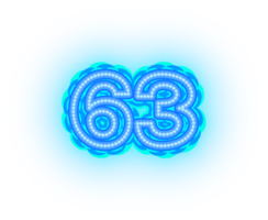 Blue Neon Number 63 png