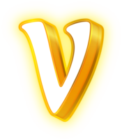 Gold Neon Letters V Logo png