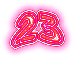 Pink Neon Number 23 png