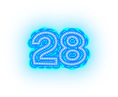 Blue Neon Number 28 png