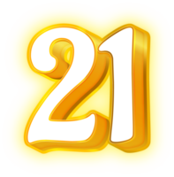 oro neon numero 21 png