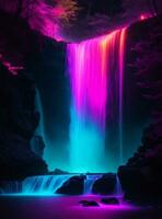 Neon waterfall background photo