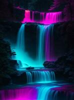 Neon waterfall background photo