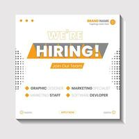 We are hiring job vacancy social media post banner design template with red color. We are hiring job vacancy square web banner design. vector