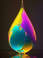 Colorful paint dripping from a drop of water. 3d rendering photo