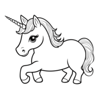 Coloring page unicorn outline drawing for kids, Generative Ai png