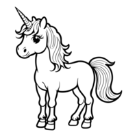 Outline unicorn coloring page for kids, Generative Ai png