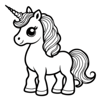 Coloring page unicorn outline drawing for kids, Generative Ai png