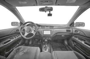 Inside moden car with transparent background, luxury car interior elements png illustration wallpaper