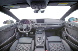 Inside moden car background, luxury car interior elements wallpaper. Black leather car interior png