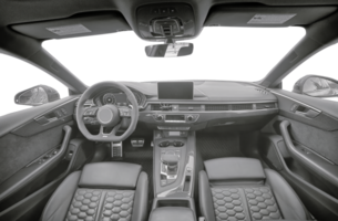 Inside moden car background, luxury car interior elements wallpaper. Empty car with transparent outside background. Black leather car interior png