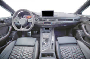 Inside moden car background, luxury car interior elements wallpaper. Black leather car interior png