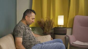 Man having a nervous breakdown at home is shouting. video