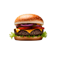 classic hamburger isolated transparent background. ai generative png