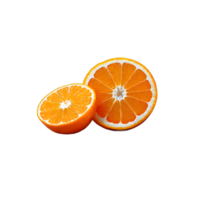 laranja cortar dentro metades isolado transparente fundo. ai generativo png