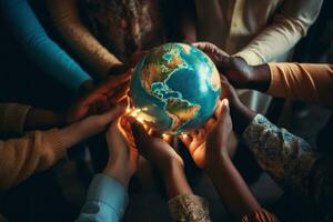 a group of people holding hands, forming a circle of support and solidarity generative ai photo