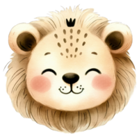 Watercolor Head of Lion AI Generative png