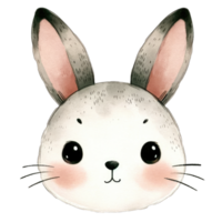 Watercolor Head of Rabbit AI Generative png