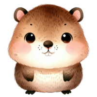 Watercolor Cute Beaver AI Generative png