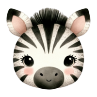 Watercolor Head of Zebra AI Generative png