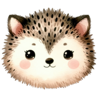 Watercolor Head of Hedgehog AI Generative png