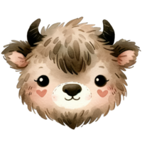 Watercolor Head of Bison AI Generative png