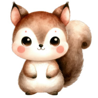 Watercolor Cute Squirrel AI Generative png