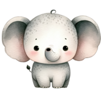 Watercolor Cute Elephant AI Generative png