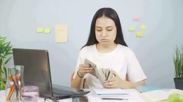 Poor Female student unhappy and sad. video