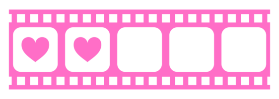 Heart Shape in the Filmstrip Silhouette, Movie Sign for Romantic or Romance or Valentine Series, Love or Like Rating Level Icon Symbol for Romanticism Movie Story. Rating 2. Format PNG