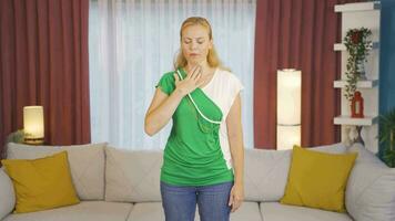 Woman with sore throat. video