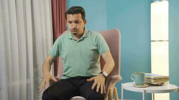 The man having a nervous breakdown is angry and does not feel well. video