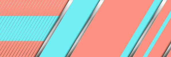 Hi-tech geometric pink cyan background with metallic stripes vector