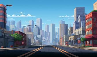 City 23rd Century Background in Pixel Art RPG Gaming 8 bits 16 bits Style - AI Generative photo