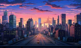 City 23rd Century Background in Pixel Art RPG Gaming 8 bits 16 bits Style - AI Generative photo