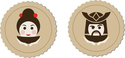 samurai y geisha té ceremonia logo elemento vector