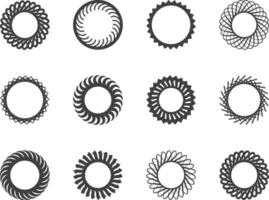 Spiral and swirl motion twisting circles design element set. vector