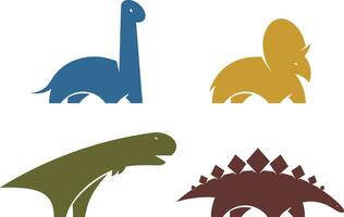 establecer el elemento de diseño del logotipo del vector de dinosaurio. mundo del parque jurásico. silueta de dinosaurios de colección aislada sobre fondo blanco. plantilla de sitio web de iconos de dino.