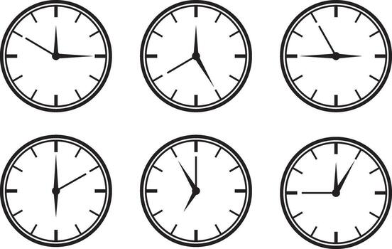 conjunto reloj icono vector. hora línea gráfico diseño elementos de relojes vector