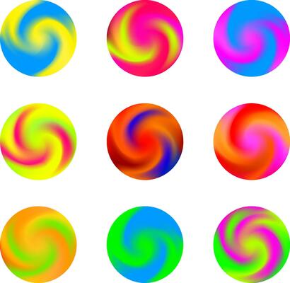 Twisted swirl color ball three dimensional set design element